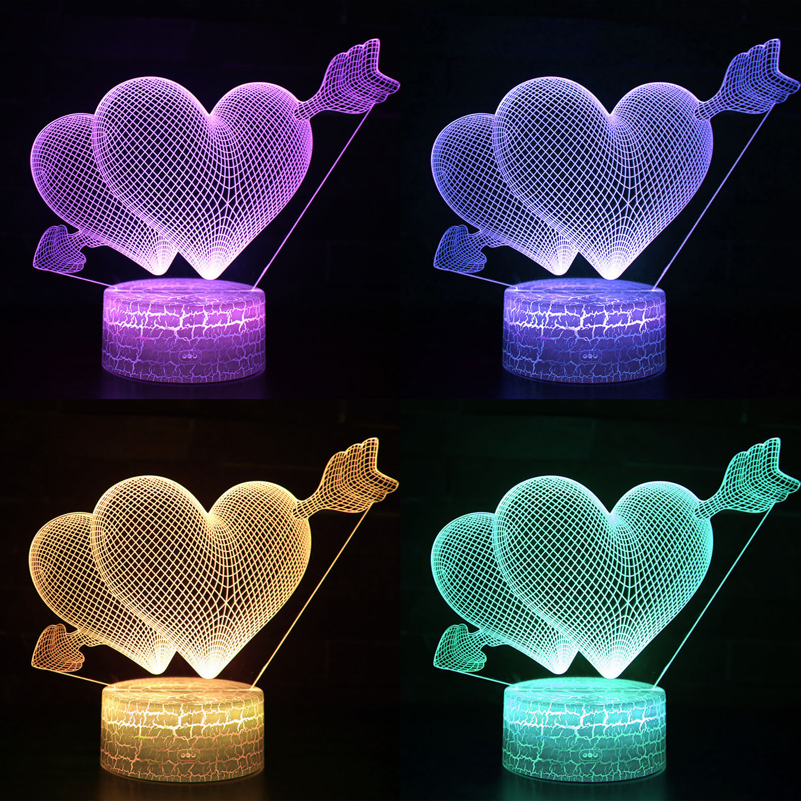 Title 1, Lampada LED USB 3D a forma di cuore "I LOVE YOU...