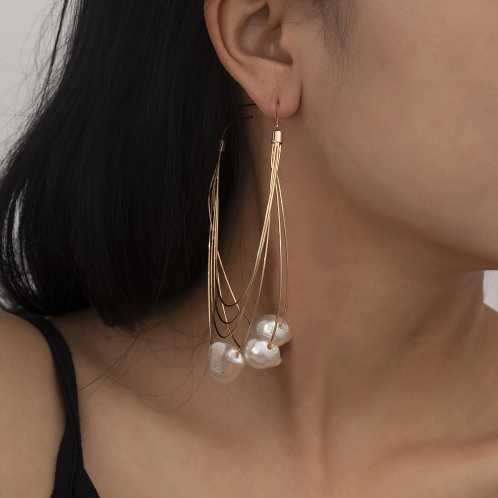 Personality Multi-layer Tassel Pearl Earrings Women