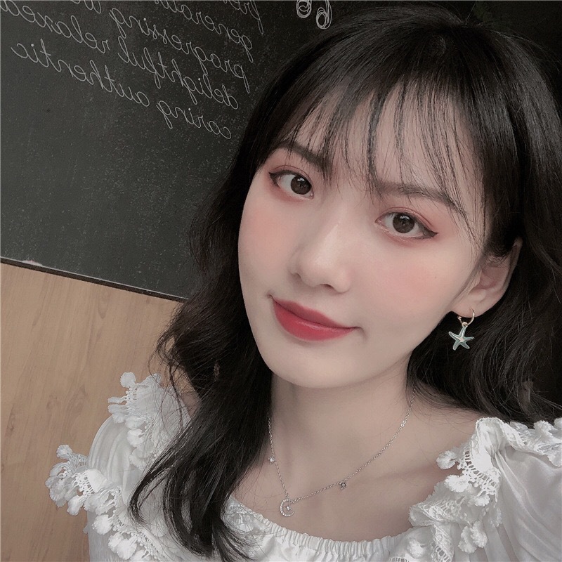 925 Silver Needle Asymmetric Blue Haifengsen Series Earrings