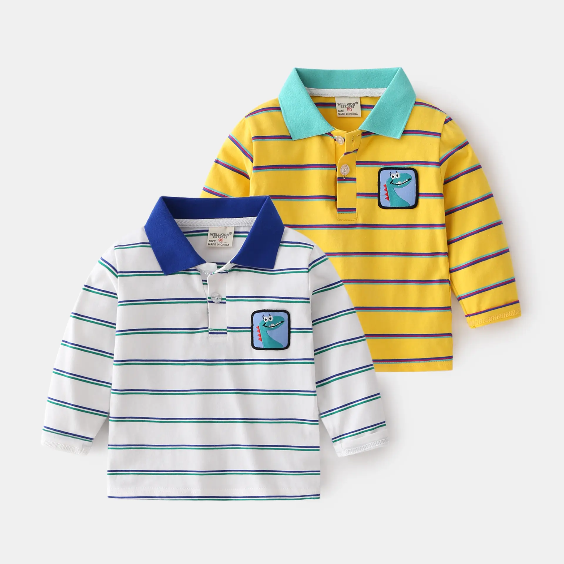 Striped Lapel with Contrast Color Cute School