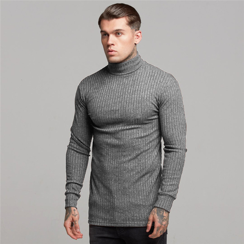 High Collar T-shirt Long Sleeve T-shirt Men's Sports Bottom Coat