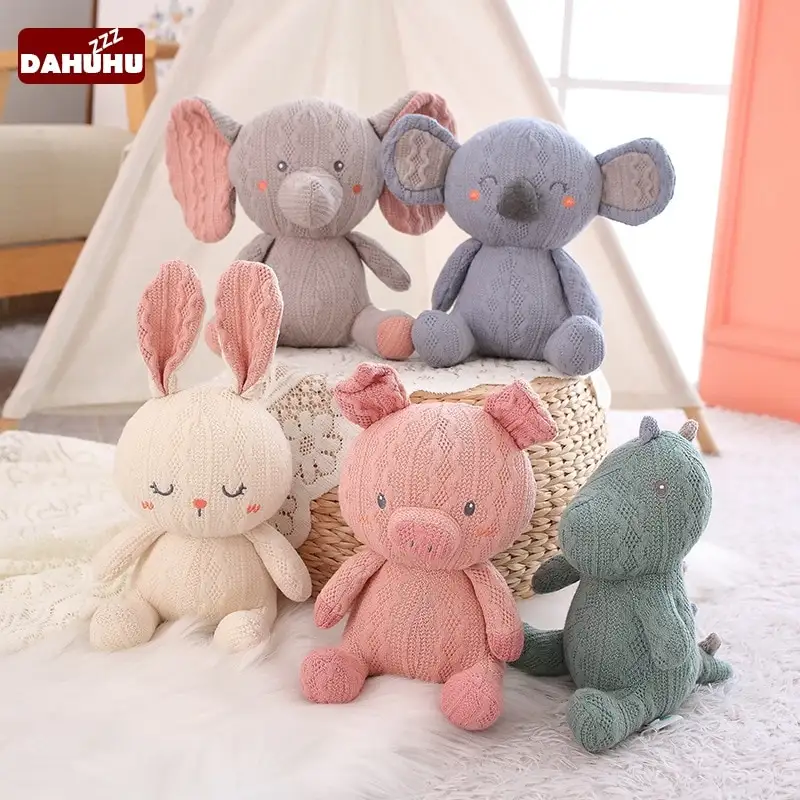 Knitted Wool Baby Toys To Appease The Doll Rabbit, Koala, Pig, Elephant