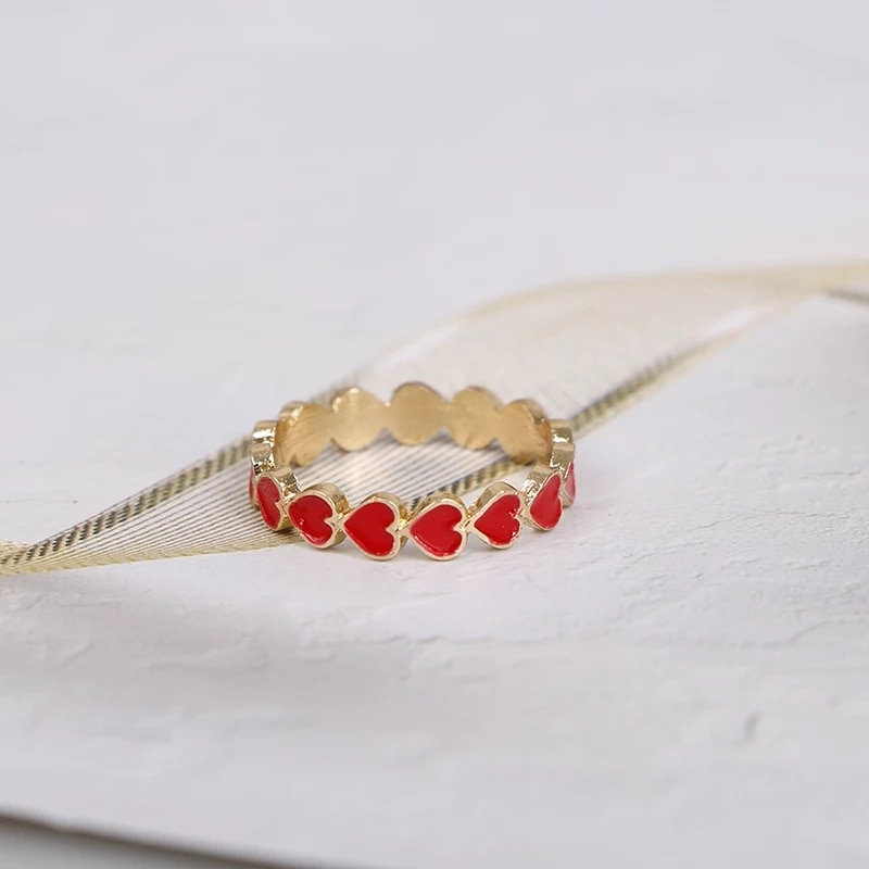 Bracelet Alloy Drop Oil Love Heart Ring Multicolor Peach Heart Ring