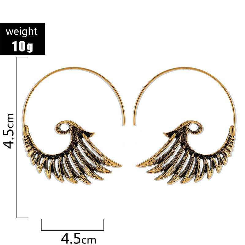 Vintage Peacock Long Ethnic Style Gold And Silver Earrings
