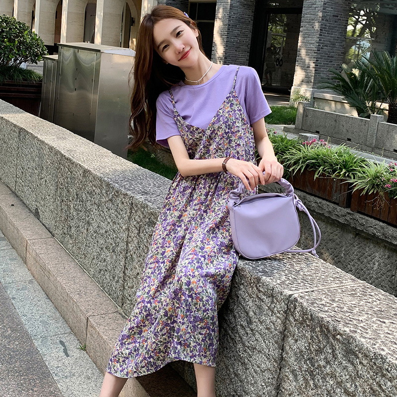  New Summer Short Sleeved Chiffon Maternity Dress Purple