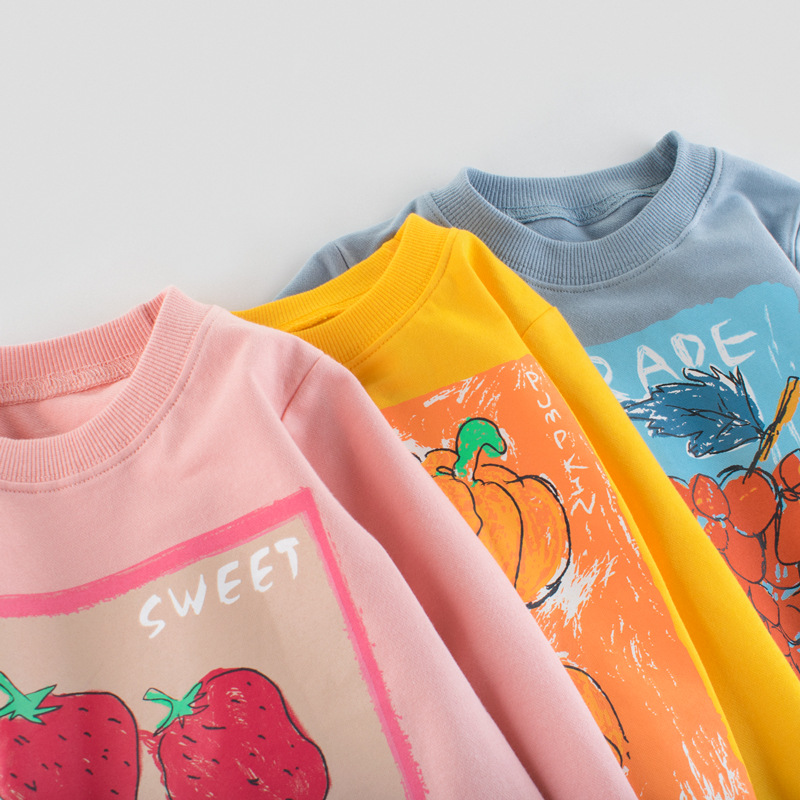 New Children's Terry Fruit Sweater With Long Sleeves
