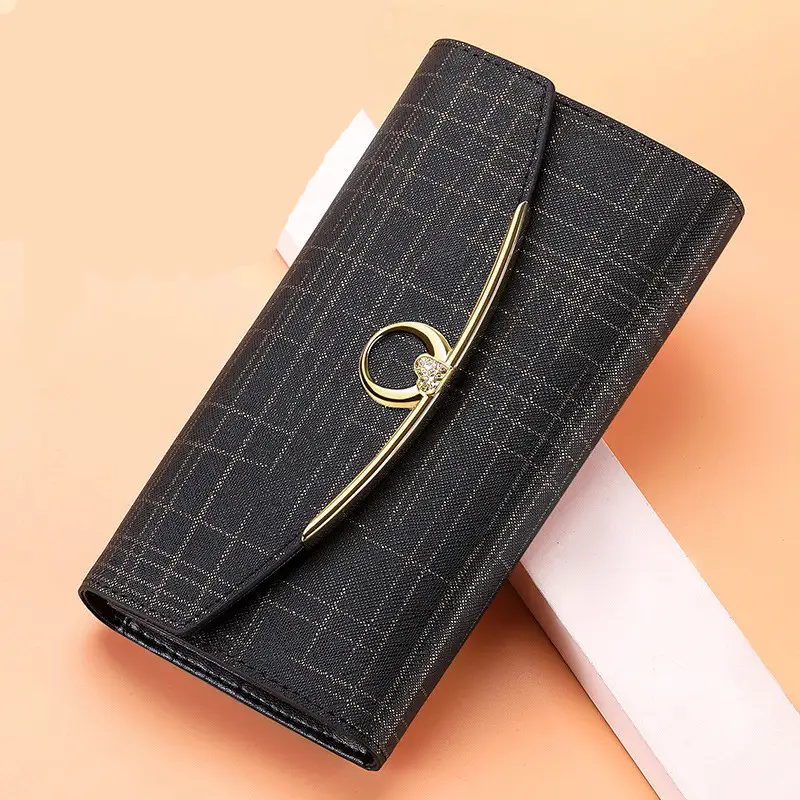 Women's Wallet Leather Tri-Fold Wallet Long Wallet Large Capacity Clutch