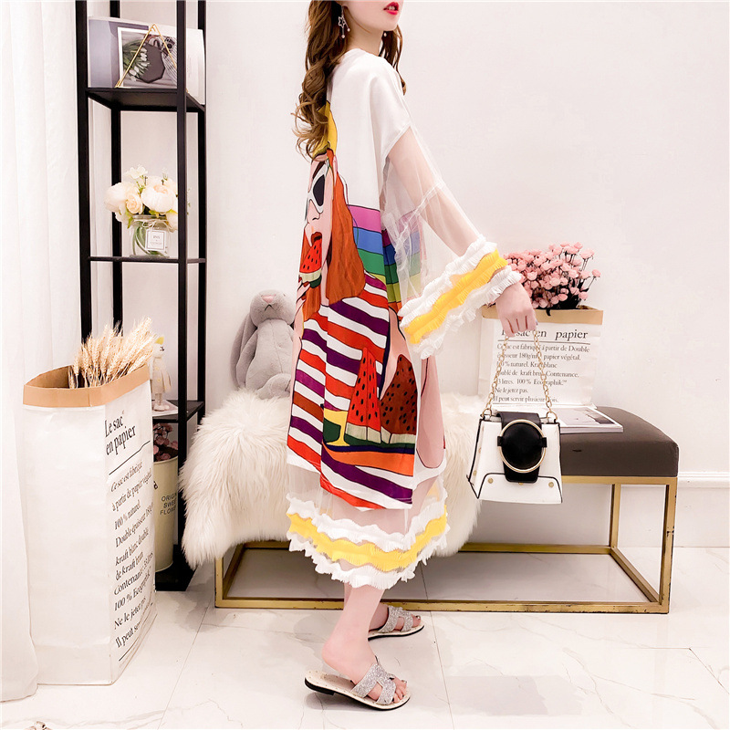 Loose Net Red Western T-shirt Women Long Sleeves