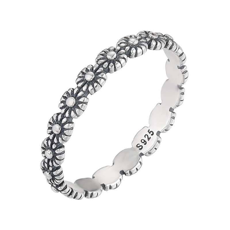 Sterling Silver Flower Ring Female Korean Fashion Small Daisy