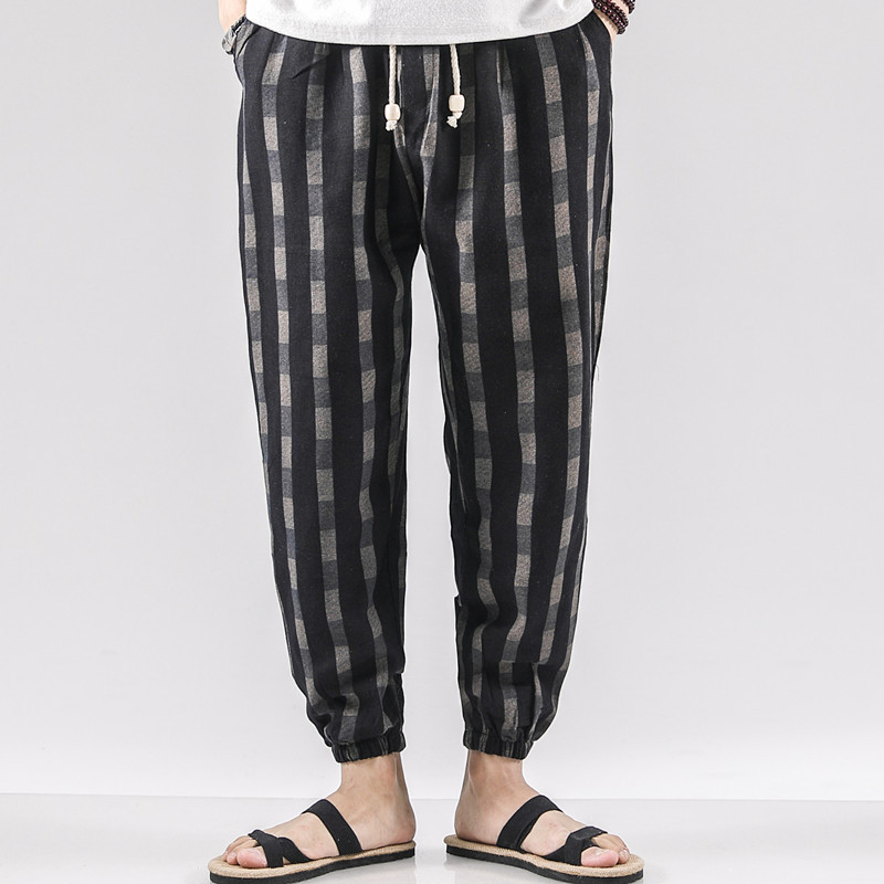 Chinese Style Retro Loose Cotton Linen Leisure Bundle Foot Trousers
