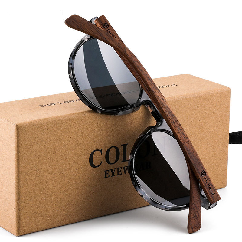 Title 6, Polarized Sunglasses Round Glasses Bamboo Sungl...