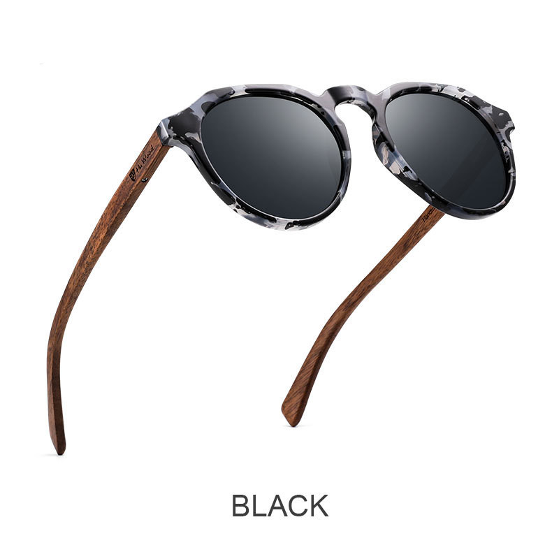 Title 3, Polarized Sunglasses Round Glasses Bamboo Sungl...