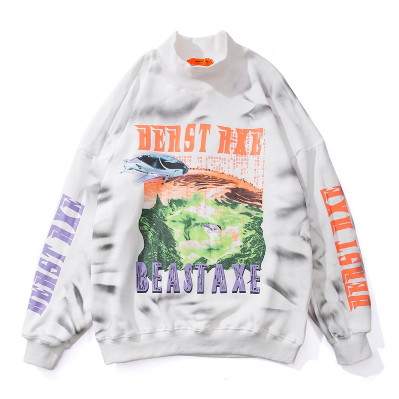 Title 5, Tie-dye Marine Print Plus Velvet Long-sleeved S...