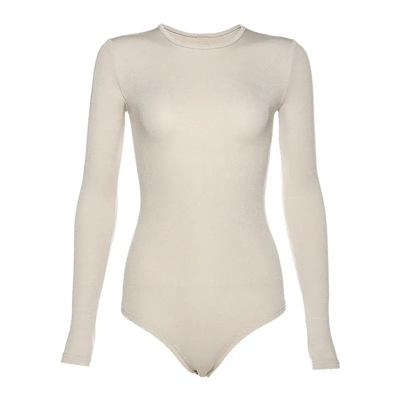 Long Sleeve Bodysuit T Shirt Women's Solid Color All-Match Slim Bottoming Shirt