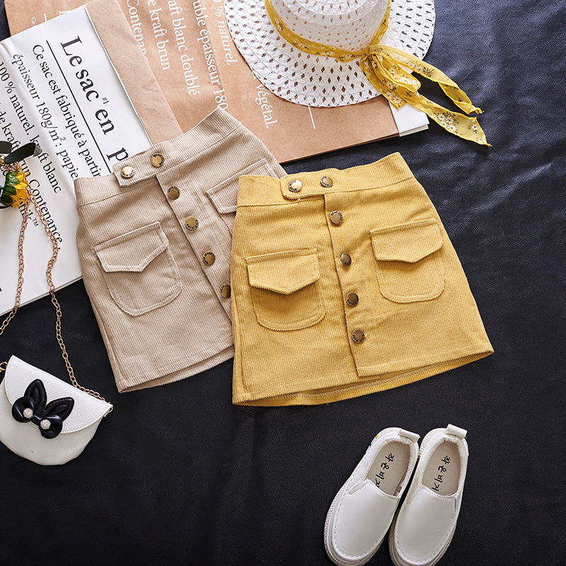 Girls' Spring Corduroy Skirt New Korean Children's Versatile Hip Skirt Sweet Skirt