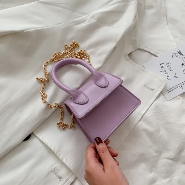 Bright Color Fashion Girl Small Satchel Purple - Shop at LoveMi
