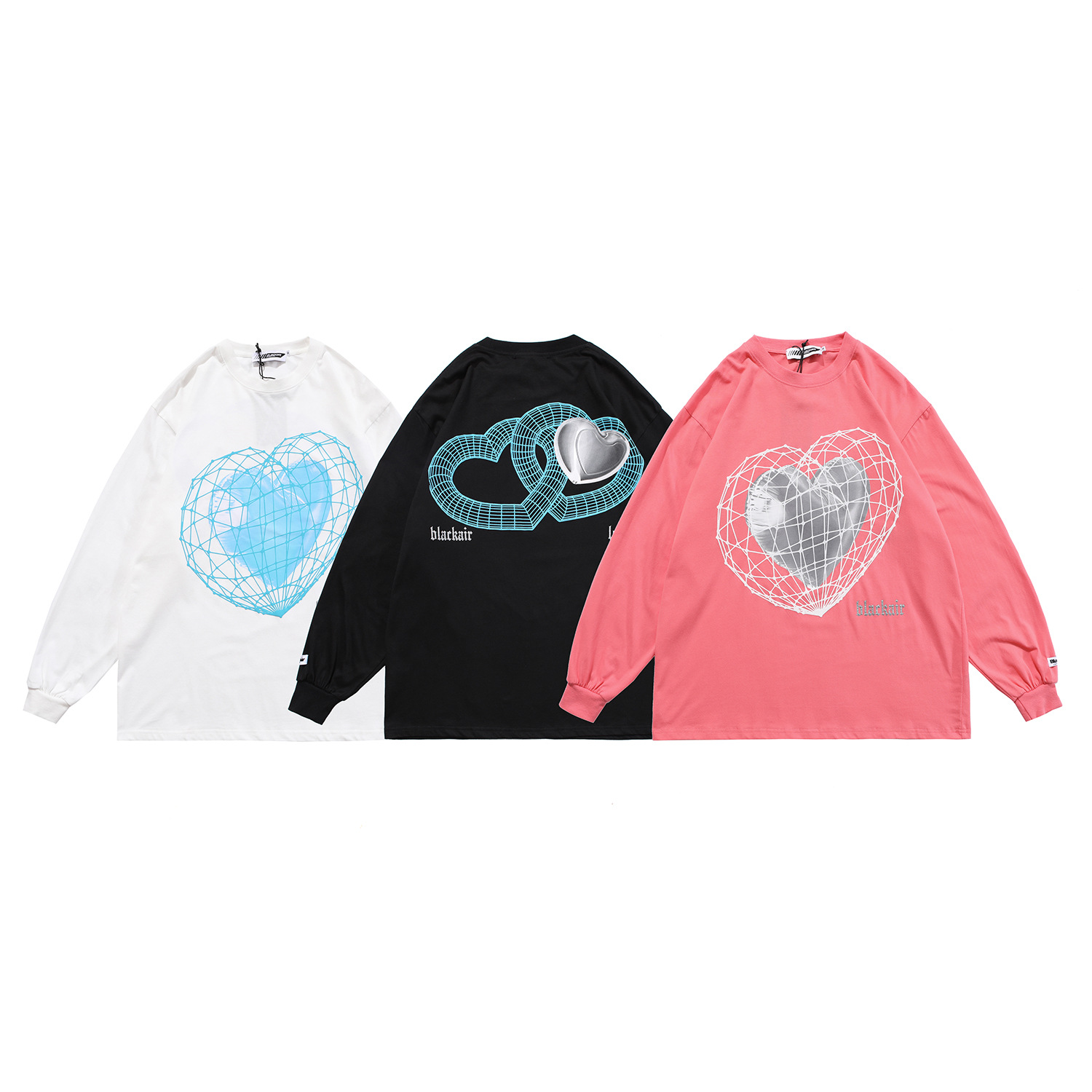 Original National Tide Men's Clothing Frame Love Printing Men's Loose Long-Sleeved T-Shirt