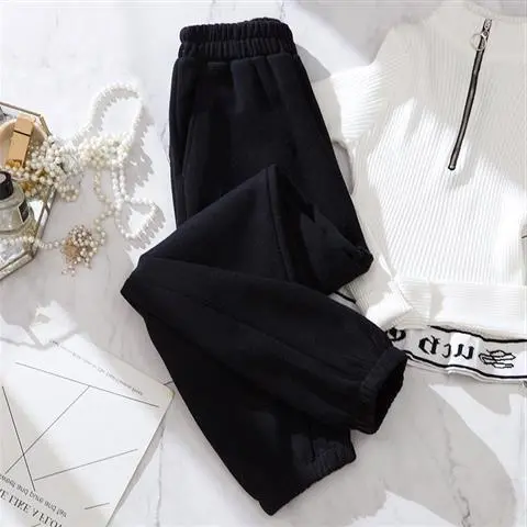 New Style Plus Velvet Loose Casual Pants Harlan Beam Foot Guard Pants Black - Shop at LoveMi