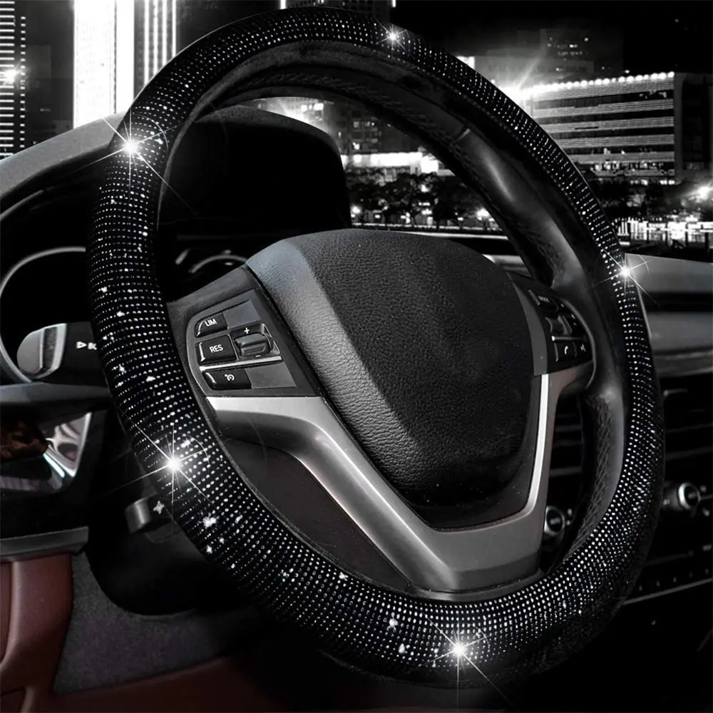 Diamond Steering Wheel Cover Rhinestones Crystals Car Handcraft Covers