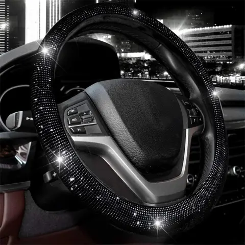 Diamond Steering Wheel Cover Rhinestones Crystals Car Handcraft Covers