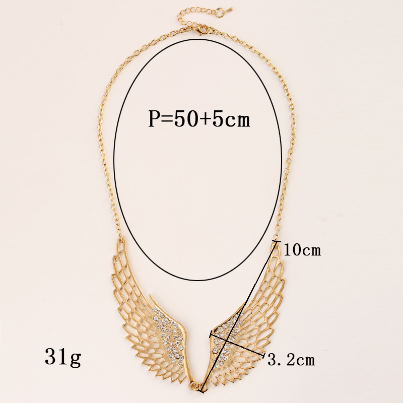 Diamond Angel Wing Necklace Short Style Fake Collar Hollow All-match Necklace