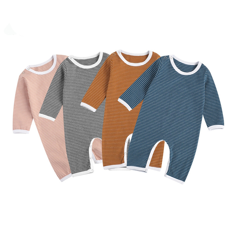 Newborn Rompers Striped Print Long Sleeve Crew Neck Jumpsuit