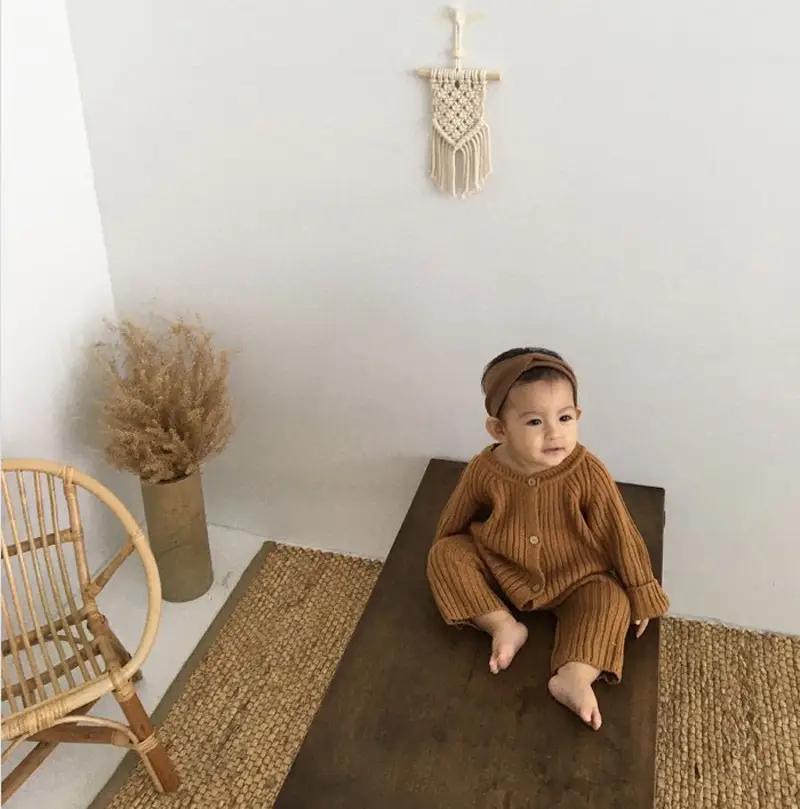 Baby Spring And Autumn Edition Korean Edition Boys And Girls Long Sleeve Knitted One-Piece Sweaters