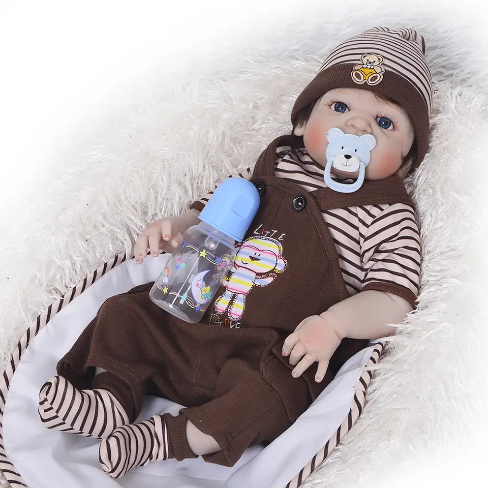 Full Silicone Rebirth Doll Simulation Baby 55cm Boy Can Enter The Water