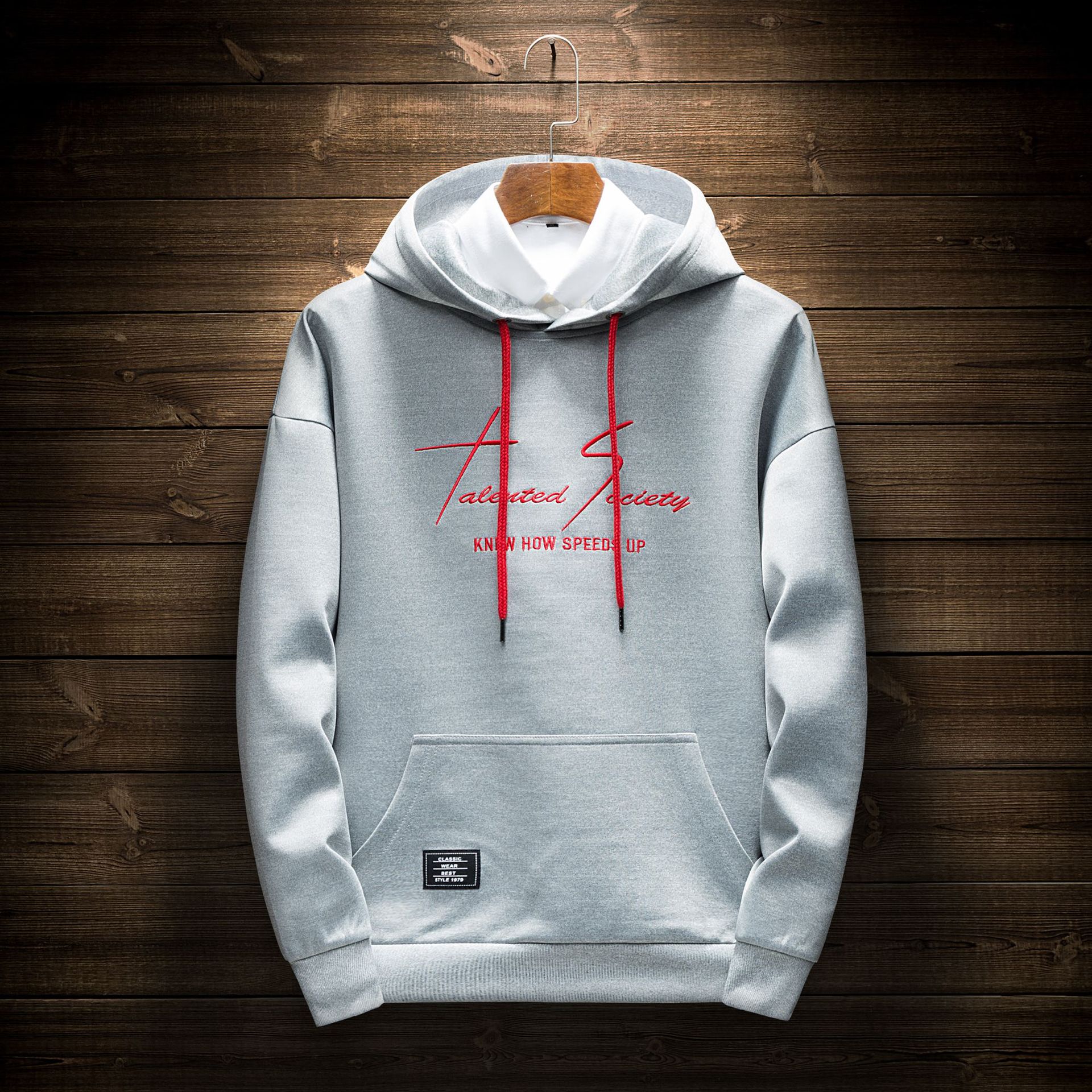 Space Letter Embroidery Top Coat Casual Fashion Men's Hooded Sweater