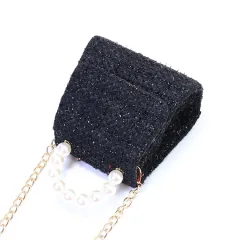 Autumn And Winter New Ladies Pearl Portable Messenger Bag - Black - View 1
