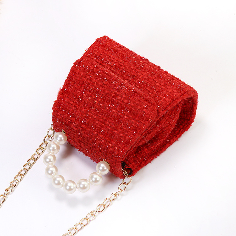 Autumn And Winter New Ladies Pearl Portable Messenger Bag Red - Shop at LoveMi