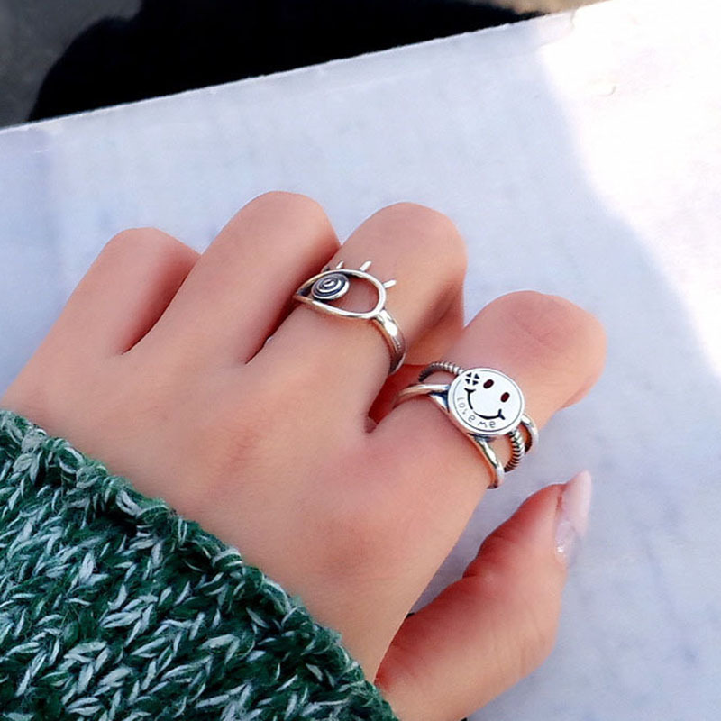 Retro Personality Cute Open Smiley Ring