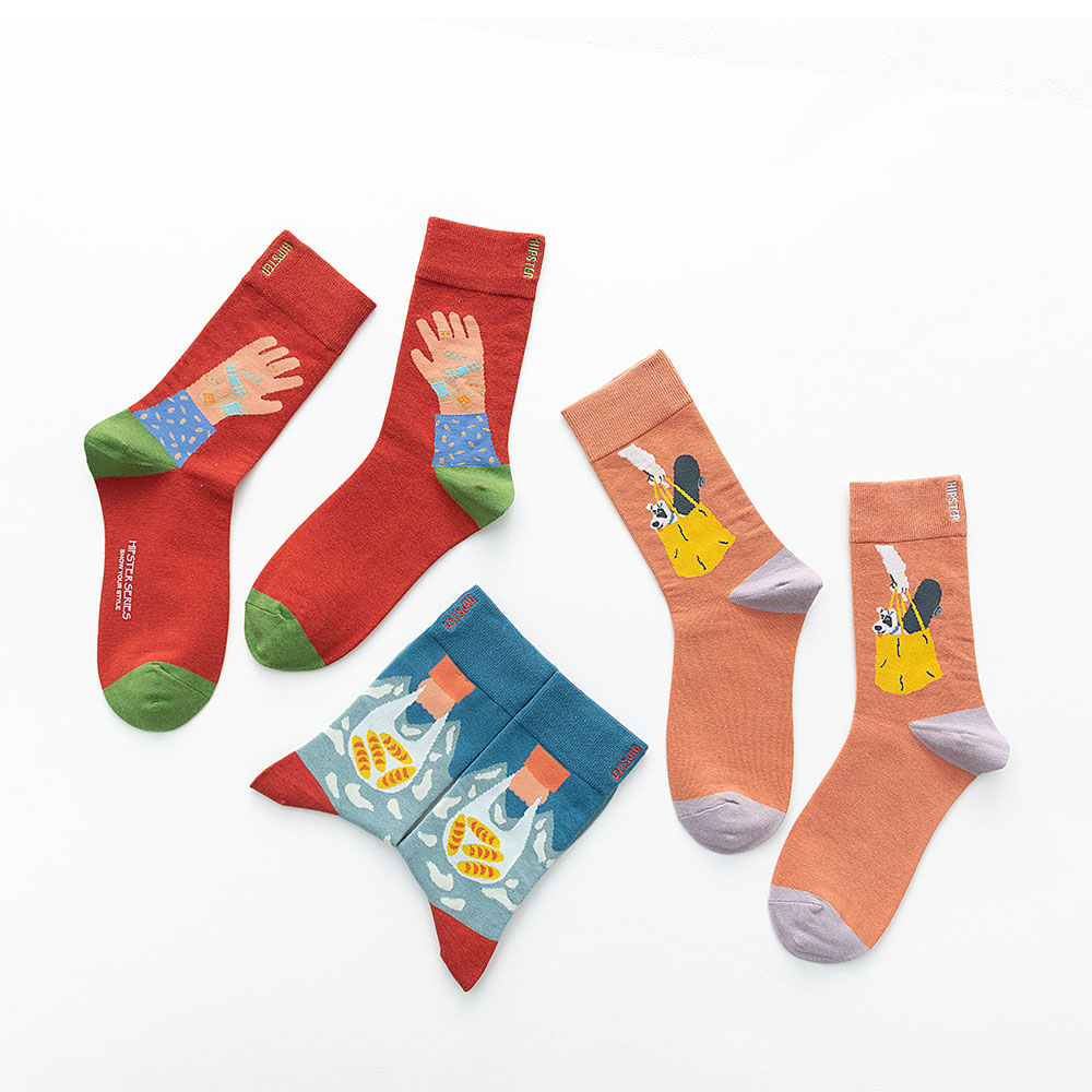 Title 5, Medium Tube Harajuku Style Hit Color Cotton Socks