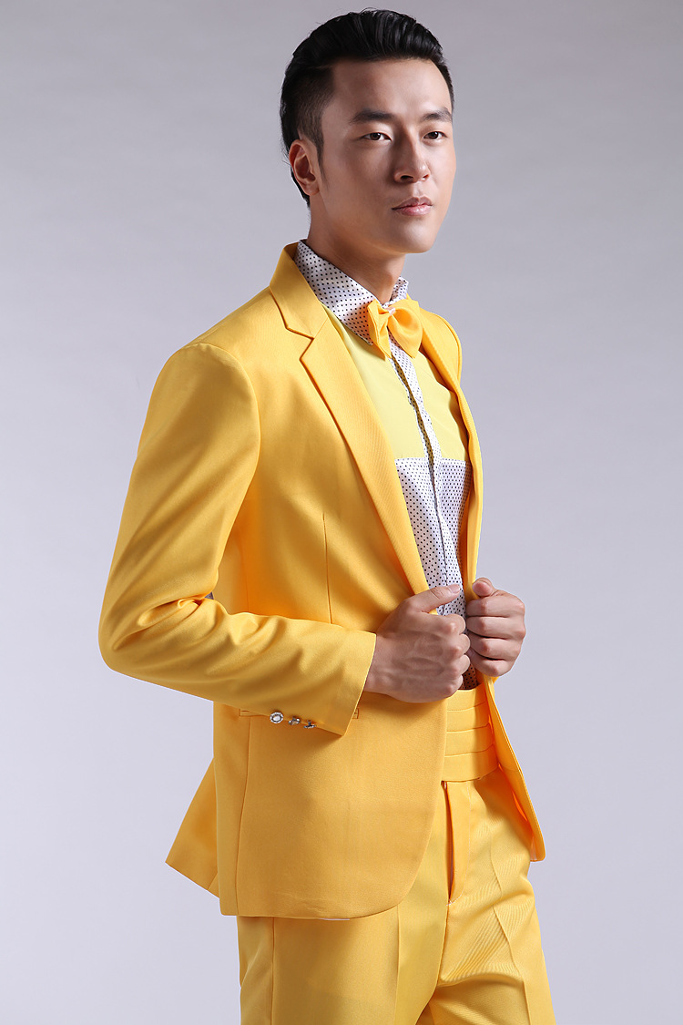 New Korean Style Solid Color Men's Dress Suit