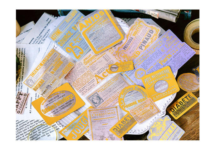 Retro Material Decorative Stickers Hot Stamping And Paper Large Stickers