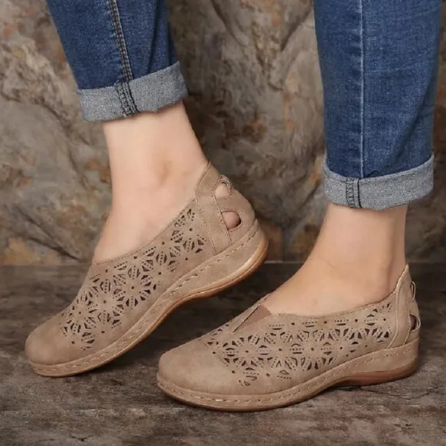 Hollow Wedge Heel Women's Single Shoes Khaki - Shop at LoveMi