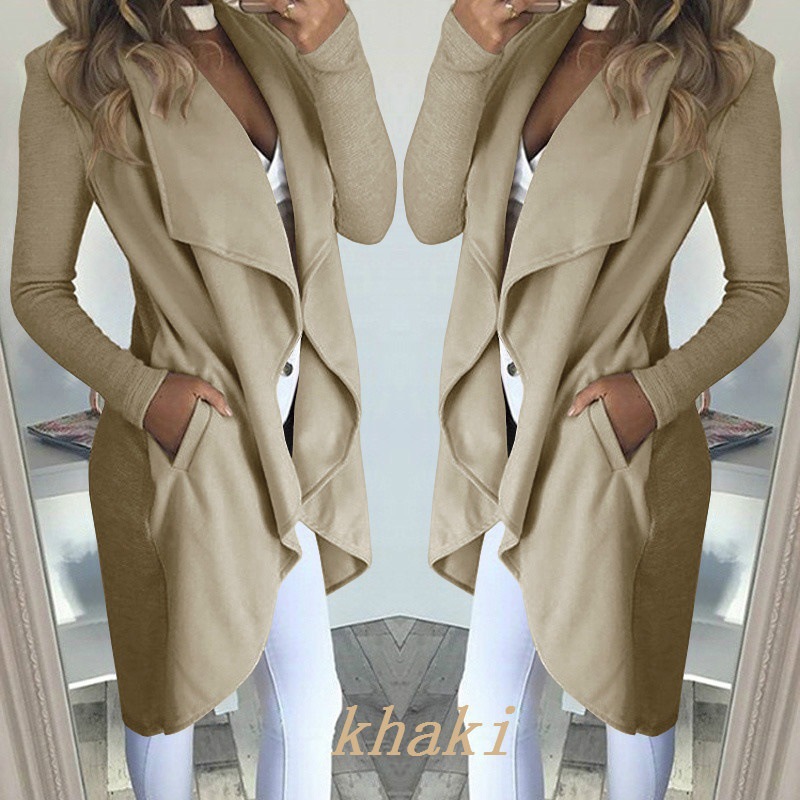 Slim long trench coat with solid lapel