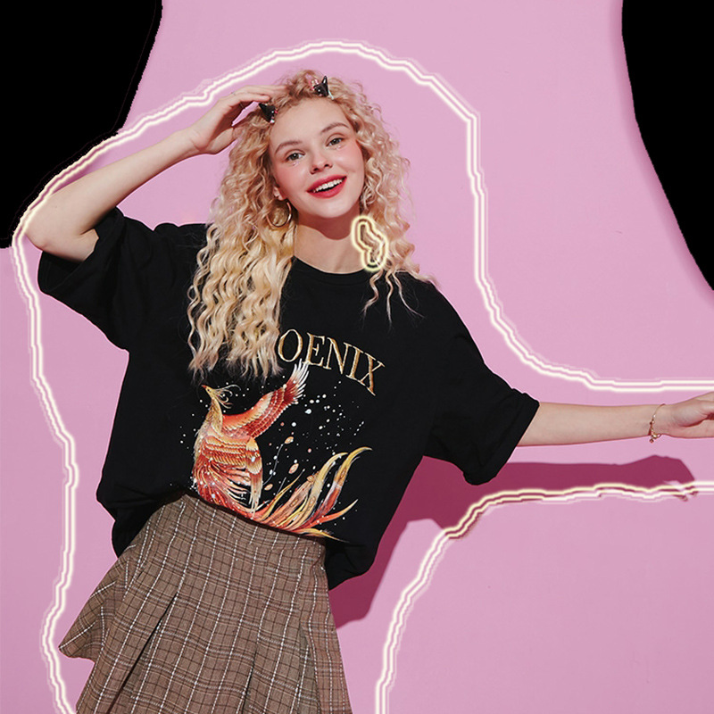 Fashion Printing Phoenix Summer Loose Print T-Shirt