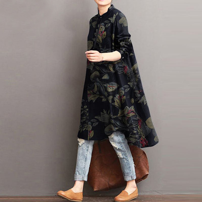 New Large Size Literary Retro All-Match Linen Shirt Skirt