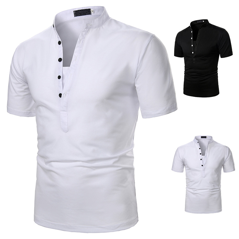 Summer Men's Short Sleeve Fashion Design Solid Color Short Sleeve