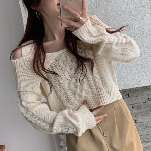 Title 3, Knit Sweater Irregular Leather Skirt Two Piece ...