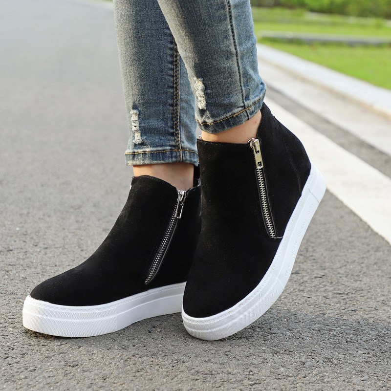 Seasonal New Style Wedge Heel Side Zipper Single Shoes Women