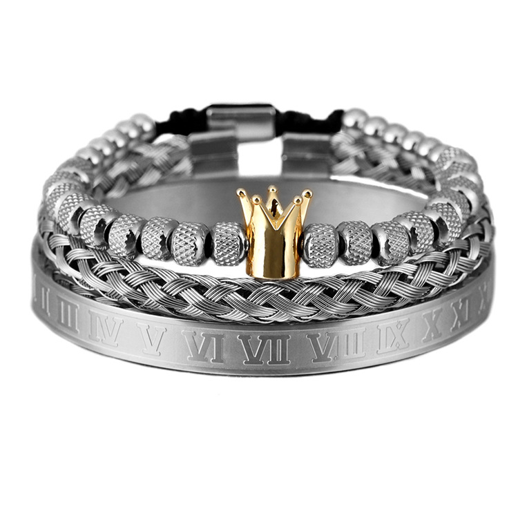 Stainless Steel Adjustable Roman Digital Crown Bracelet