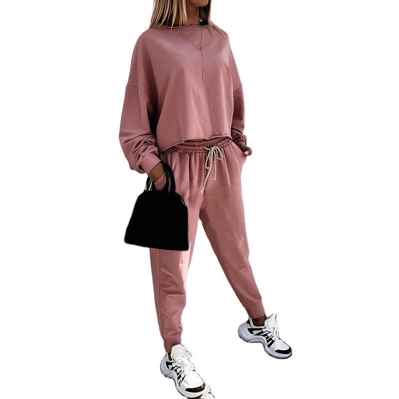 Casual Loose Solid Color Harem Pants Ladies Suit