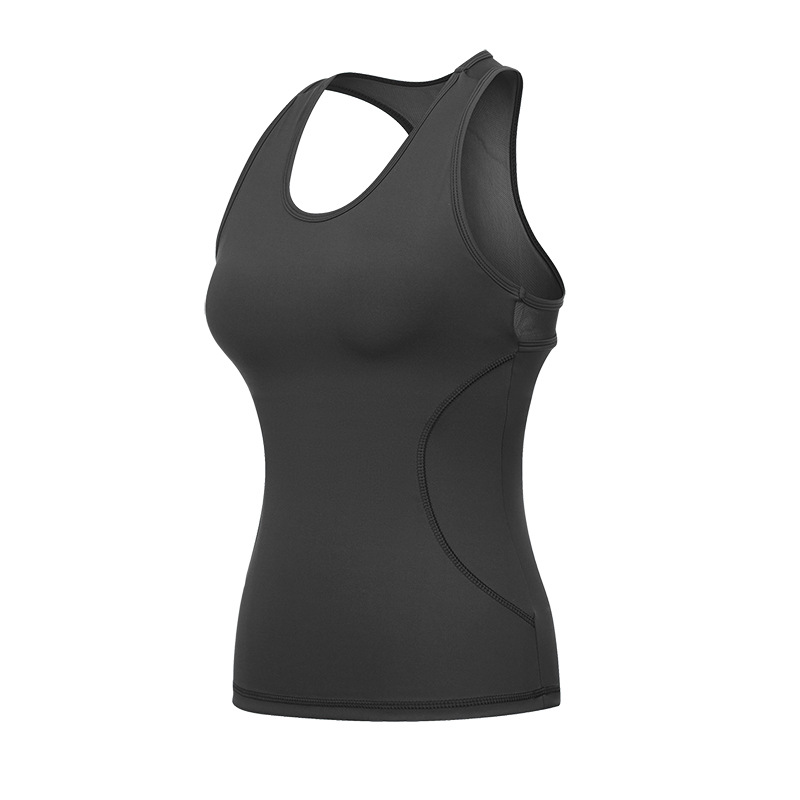 توب رياضي بنمط القميص الداخلي مع حشوة صدر مرنة لليوجا واللياقة البدنية