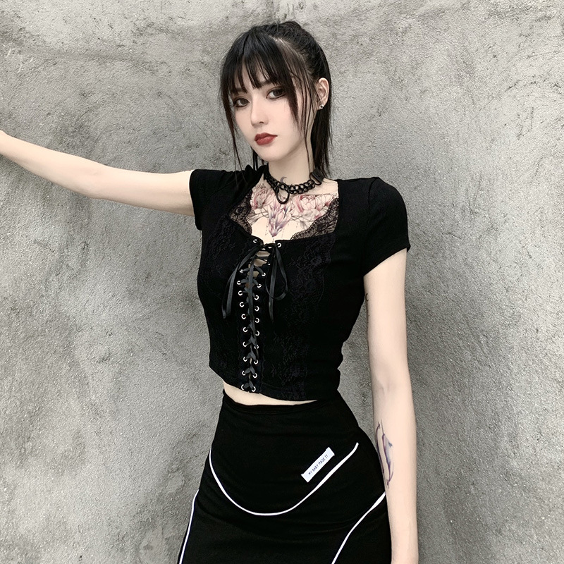 Short T-shirt With Cord And Tie