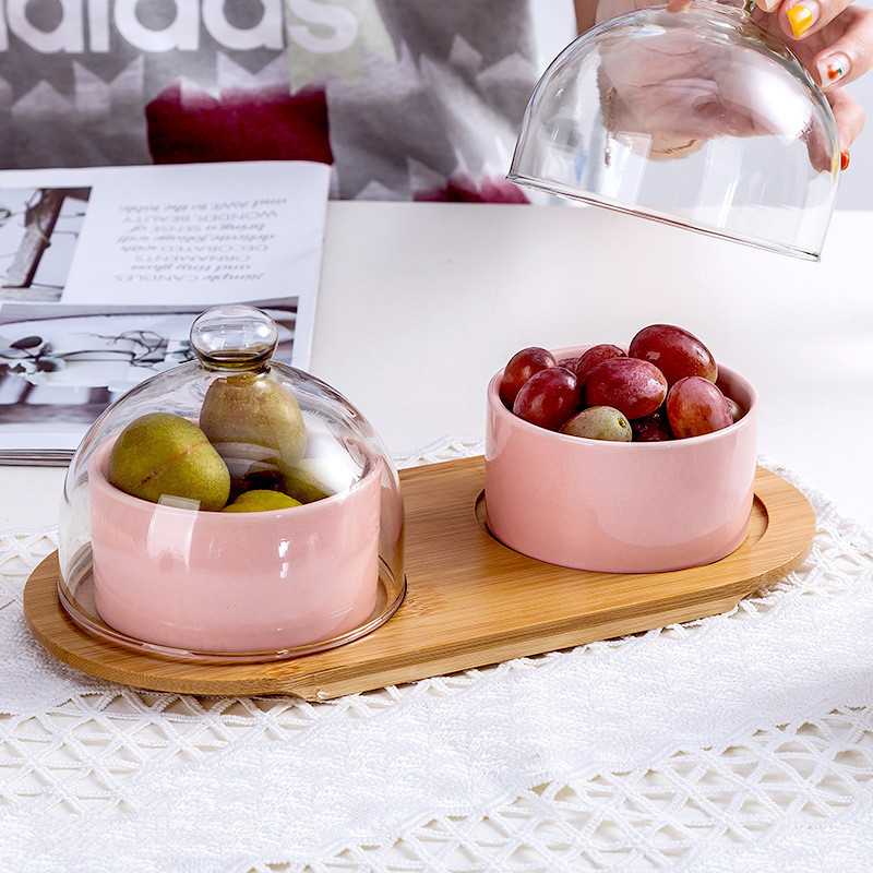 Title 5, Ceramic Fruit Bowl With Lid Dessert Bowl Cake B...