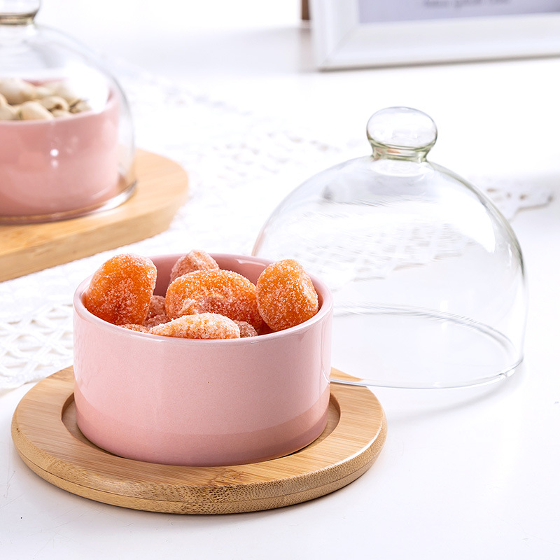 Title 2, Ceramic Fruit Bowl With Lid Dessert Bowl Cake B...