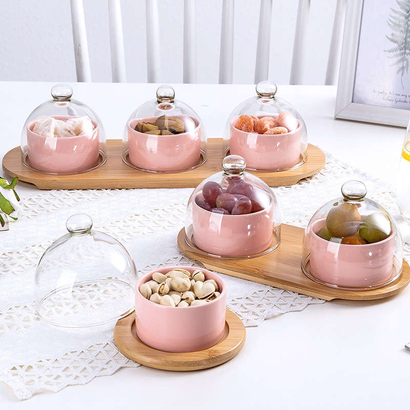 Title 3, Ceramic Fruit Bowl With Lid Dessert Bowl Cake B...