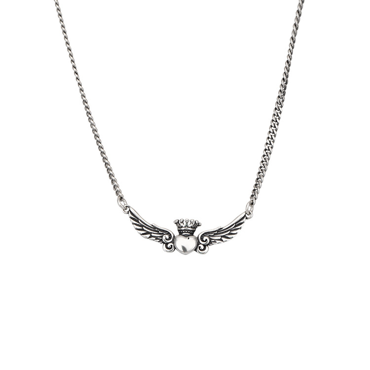 All-Match Temperament Lady Love Crown Pendant Necklace Angel Wings